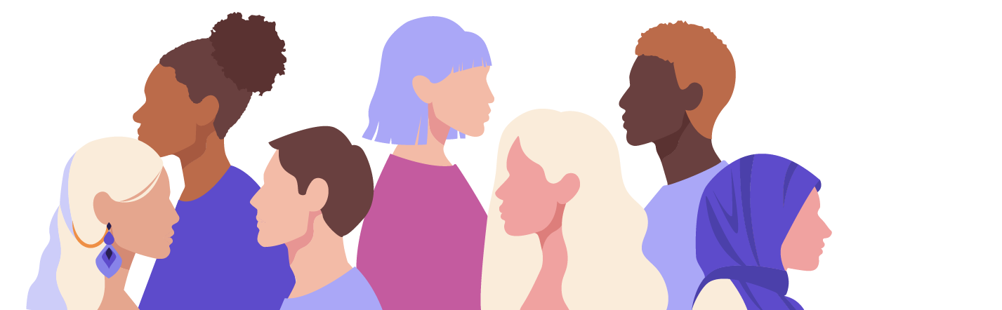Illustration of group of diverse employees gathering together.